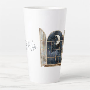 Gold Blue Silver Stars Latte Mug