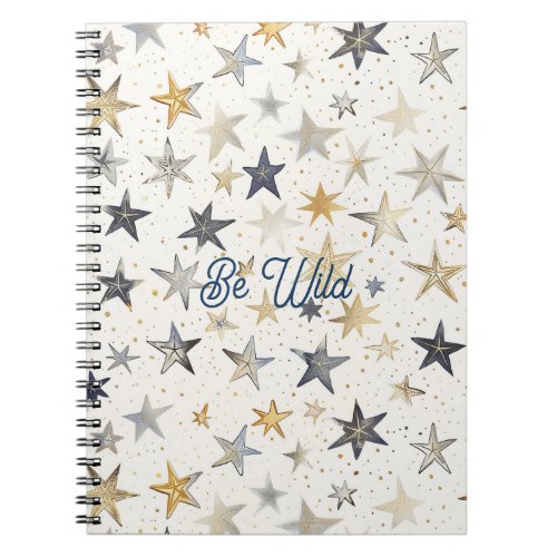 Gold Blue Silver Stars Notebook