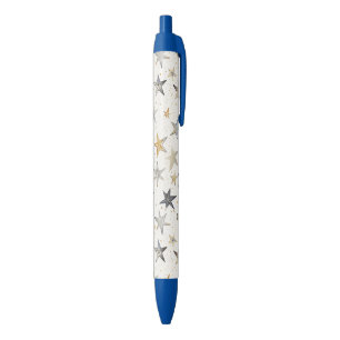 Gold Blue Silver Stars Pen