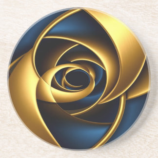 gold blue spiral abstract vortex pattern luxury ge coaster