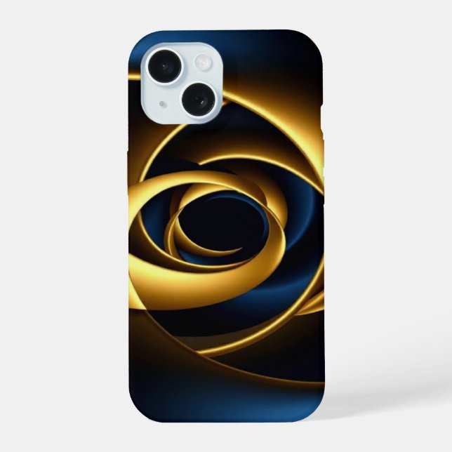gold blue spiral abstract vortex pattern luxury ge iphone case (Back)