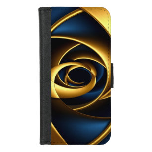 gold blue spiral abstract vortex pattern luxury ge iPhone 8/7 wallet case