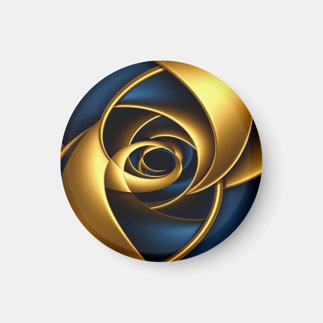 gold blue spiral abstract vortex pattern luxury ge magnet (Front)