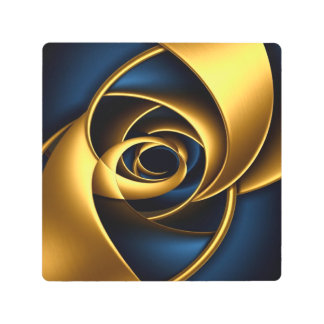 gold blue spiral abstract vortex pattern luxury ge metal print