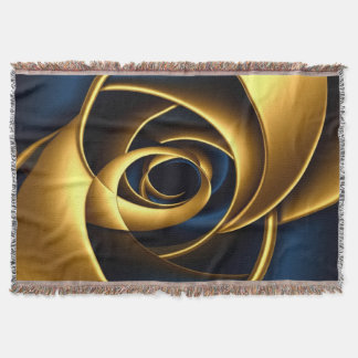 gold blue spiral abstract vortex pattern luxury ge throw blanket