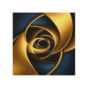 gold blue spiral abstract vortex pattern luxury ge wood wall art