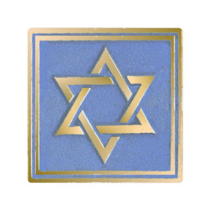 Gold Blue Star of David Art Panel