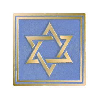 Gold Blue Star of David Art Panel