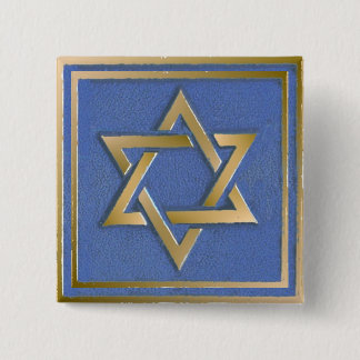 Gold Blue Star of David Art Panel Button