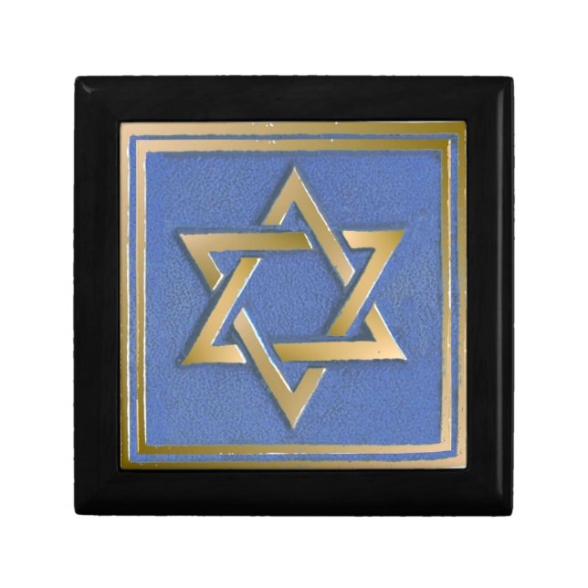 Gold Blue Star of David Art Panel Gift Box (Front)