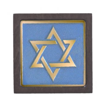Gold Blue Star Of David Art Panel   Gift Box by JudaicaGifts at Zazzle