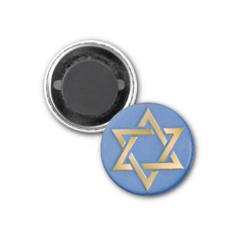 Gold Blue Star Of David Art Panel   Magnet by JudaicaGifts at Zazzle