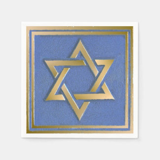 Gold Blue Star of David Art Panel Napkins