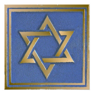 Gold Blue Star of David Art Panel Poster
