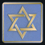 Gold Blue Star of David Art Panel Square Sticker<br><div class="desc">You are viewing The Lee Hiller Photography Art and Designs Collection of Home and Office Decor,  Apparel,  Gifts and Collectibles. The Designs include Lee Hiller Photography and Mixed Media Digital Art Collection. You can view her Nature photography at http://HikeOurPlanet.com/ and follow her hiking blog within Hot Springs National Park.</div>