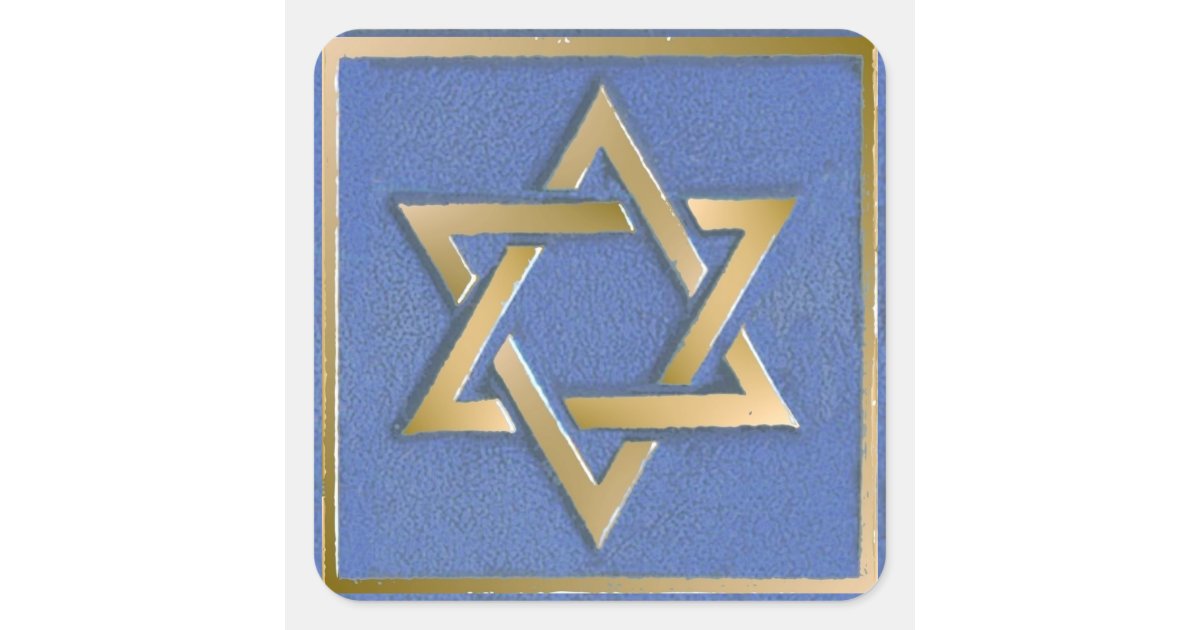 Gold Blue Star of David Art Panel Square Sticker | Zazzle