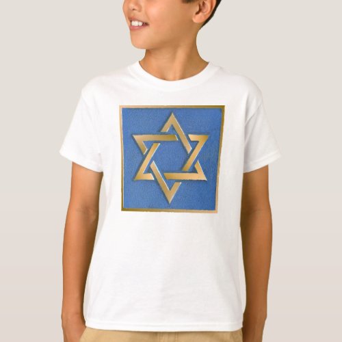 Gold Blue Star of David Art Panel T_Shirt