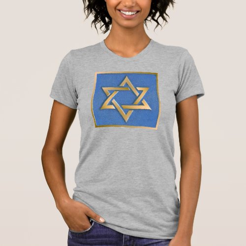 Gold Blue Star of David Art Panel T_Shirt