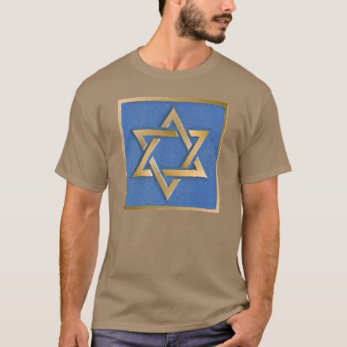 Gold Blue Star of David Art Panel T_Shirt