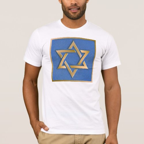 Gold Blue Star of David Art Panel T_Shirt