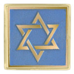 Gold Blue Star Of David Art Panel Tie Or Lapel Pin at Zazzle