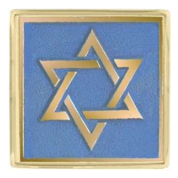 Gold Blue Star Of David Art Panel Tie Or Lapel Pin by JudaicaGifts at Zazzle