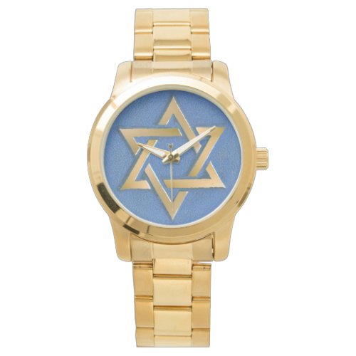 Gold Blue Star of David Art Panel   Watch