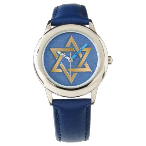 Gold Blue Star of David Art Panel   Watch