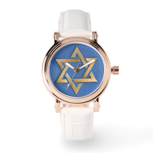 Gold Blue Star of David Art Panel   Watch