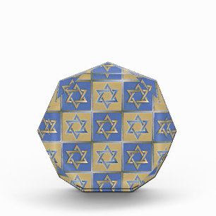 Gold Blue Star of David Art Panels Acrylic Award
