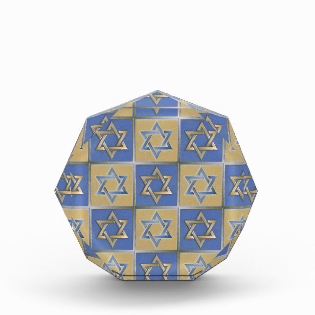 Gold Blue Star of David Art Panels Acrylic Award (Front)