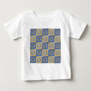 Gold Blue Star of David Art Panels Baby T-Shirt