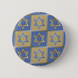 Gold Blue Star of David Art Panels Button
