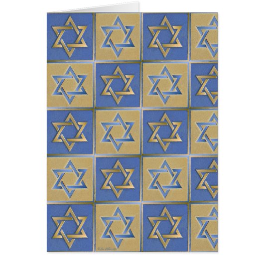 Gold Blue Star of David Art Panels Cards (Front)