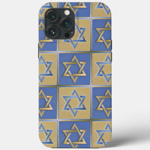 Gold Blue Star of David Art Panels Case_Mate iPhon iPhone 13 Pro Max Case