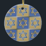 Gold Blue Star of David Art Panels Ceramic Ornament<br><div class="desc">You are viewing The Lee Hiller Designs Collection of Home and Office Decor,  Apparel,  Gifts and Collectibles. The Designs include Lee Hiller Photography and Mixed Media Digital Art Collection. You can view her Nature photography at http://HikeOurPlanet.com/ and follow her hiking blog within Hot Springs National Park.</div>