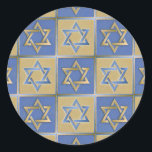 Gold Blue Star of David Art Panels Classic Round Sticker<br><div class="desc">You are viewing The Lee Hiller Designs Collection of Home and Office Decor,  Apparel,  Gifts and Collectibles. The Designs include Lee Hiller Photography and Mixed Media Digital Art Collection. You can view her Nature photography at http://HikeOurPlanet.com/ and follow her hiking blog within Hot Springs National Park.</div>