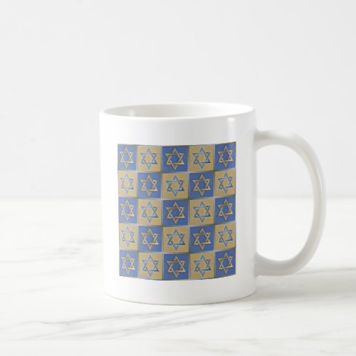 Gold Blue Star of David Art Panels Coffee Mug