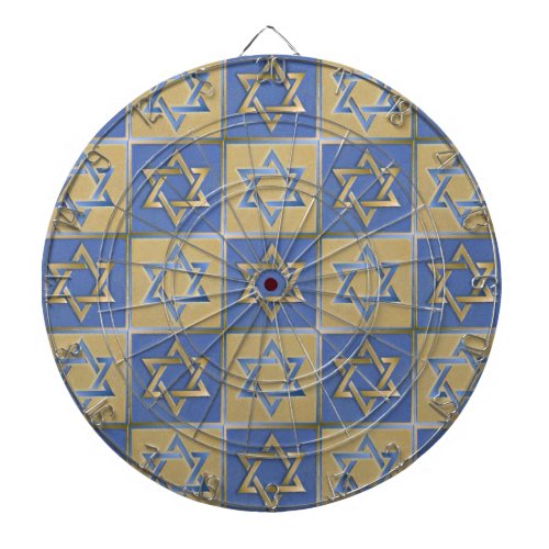 Gold Blue Star of David Art Panels Dartboard