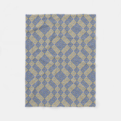 Gold Blue Star of David Art Panels Fleece Blanket