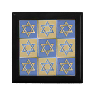 Gold Blue Star of David Art Panels Gift Box