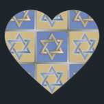 Gold Blue Star of David Art Panels Heart Sticker<br><div class="desc">You are viewing The Lee Hiller Designs Collection of Home and Office Decor,  Apparel,  Gifts and Collectibles. The Designs include Lee Hiller Photography and Mixed Media Digital Art Collection. You can view her Nature photography at http://HikeOurPlanet.com/ and follow her hiking blog within Hot Springs National Park.</div>