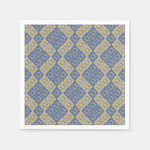 Gold Blue Star of David Art Panels Napkins