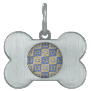 Gold Blue Star of David Art Panels Pet Tag