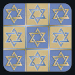 Gold Blue Star of David Art Panels Square Sticker<br><div class="desc">You are viewing The Lee Hiller Photography Art and Designs Collection of Home and Office Decor,  Apparel,  Gifts and Collectibles. The Designs include Lee Hiller Photography and Mixed Media Digital Art Collection. You can view her Nature photography at http://HikeOurPlanet.com/ and follow her hiking blog within Hot Springs National Park.</div>