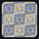 Gold Blue Star of David Art Panels Square Sticker<br><div class="desc">You are viewing The Lee Hiller Designs Collection of Home and Office Decor,  Apparel,  Gifts and Collectibles. The Designs include Lee Hiller Photography and Mixed Media Digital Art Collection. You can view her Nature photography at http://HikeOurPlanet.com/ and follow her hiking blog within Hot Springs National Park.</div>