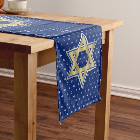 Gold Blue Star of David Lengthwise Navy Blue Extra Long ...