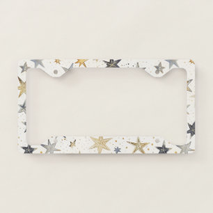Gold Blue Stars License Plate Frame