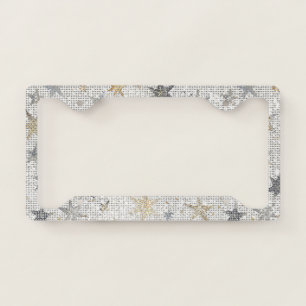 Gold Blue Stars Sparkle License Plate Frame