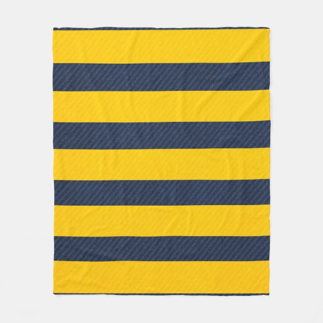 Gold & Blue Stripes and Diagonals Blanket (Front)